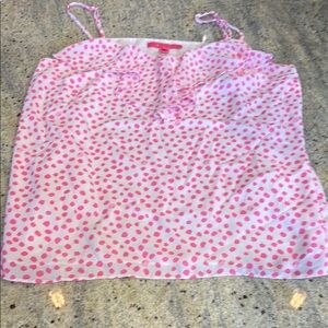 Lilly Pulitzer Pink Polka Dot Karmen cami  Blouse, size large